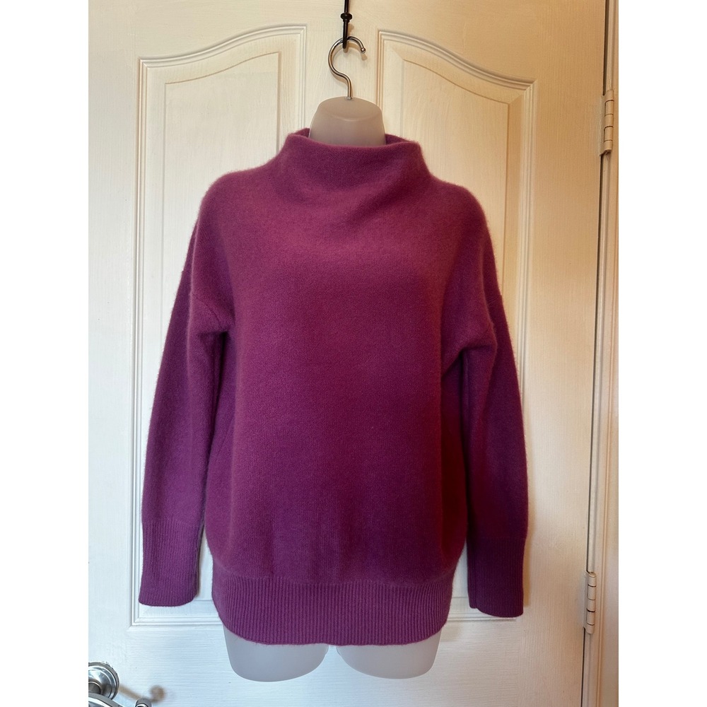 Vince Plush Cashmere Funnel Neck Sweater Magenta Purple XS RN106730